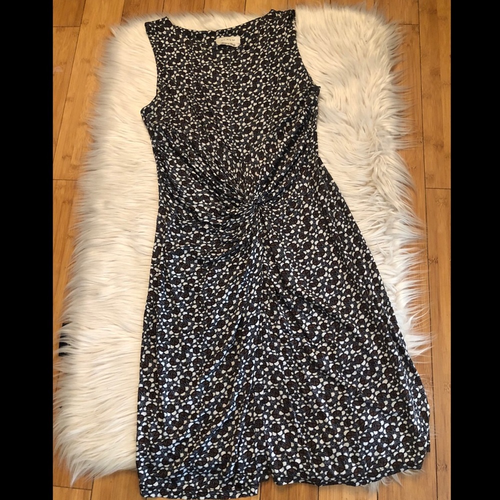 Class Made in Italy Front Twist Busy Print Sleeveless Jersey Sheath Dress size L